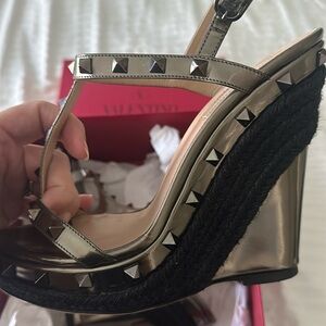 Metallic & Black Valentino wedges